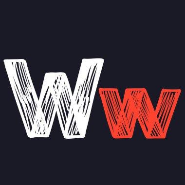 Tahtaya tebeşirle çizilmiş W harfi. Bu yazı tipi okul tabelası, kahve dükkanı reklamı, retro logolar, el yazısı posterler, bar kimliği vs. için mükemmel..