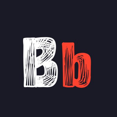 Tahtaya tebeşirle çizilmiş B harfi. Bu yazı tipi okul tabelası, kahve dükkanı reklamı, retro logolar, el yazısı posterler, bar kimliği vs. için mükemmel..