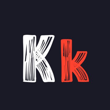 Tahtaya tebeşirle çizilmiş K harfi. Bu yazı tipi okul tabelası, kahve dükkanı reklamı, retro logolar, el yazısı posterler, bar kimliği vs. için mükemmel..