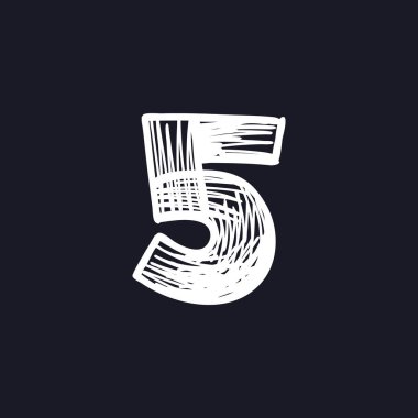 Tahtaya tebeşirle çizilmiş beş numara. Bu yazı tipi okul tabelası, kahve dükkanı reklamı, retro logolar, el yazısı posterler, bar kimliği vs. için mükemmel..