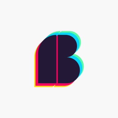 Ses efektli B harfi logosu. Herhangi bir disko etiketi, dj logosu, elektromüzik posterleri, parlak kimlik vb. için mükemmel renkli yazı tipi.