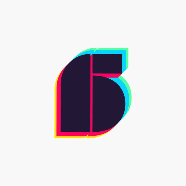 Logo Číslo Šest Stereo Efektem Živé Lesklé Barvy Písma Ideální — Stockový vektor