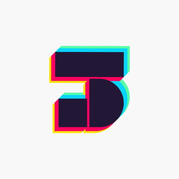 Νούμερο Τρία Λογότυπο Στερεοφωνικό Εφέ Ζωντανό Γυαλιστερό Χρώματα Γραμματοσειρά Ιδανικό — Διανυσματικό Αρχείο