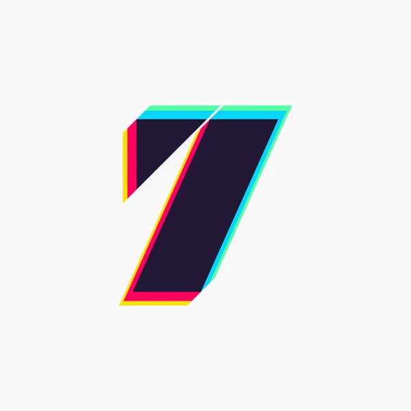 Nummer Sju Logotyp Med Stereoeffekt Livfulla Glänsande Färger Teckensnitt Perfekt — Stock vektor