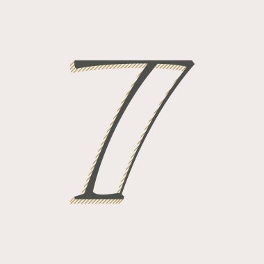 Yedi numaralı zarif serif yazı tipi. Gölge çizgileri olan klasik ince kalem harfleri. Alkol etiketleri, moda posterleri, klasik kimlik vs. için lüks vektör illüstrasyonu mükemmel.