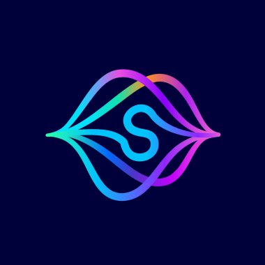 Ses dalgalı S harfi logosu. Bu yazı tipi bir ses teknolojisi, bir multimedya şirketinin reklamı, DJ posterleri, müzik kimliği vs. için mükemmeldir..