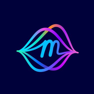 Ses dalgalı M harfi logosu. Bu yazı tipi bir ses teknolojisi, bir multimedya şirketinin reklamı, DJ posterleri, müzik kimliği vs. için mükemmeldir..