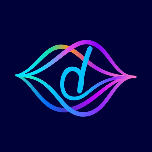 音波の流れとD文字のロゴ このフォントは オーディオ技術 マルチメディア会社の広告 Djポスター 音楽アイデンティティなどに最適です — ストックベクタ