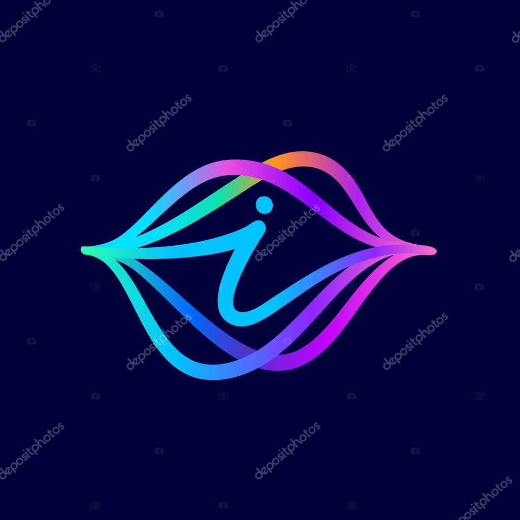 Letter I logo with sound wave flow. This font is perfect for a audio technology, advertising of a multimedia company, dj posters, music identity, etc.
