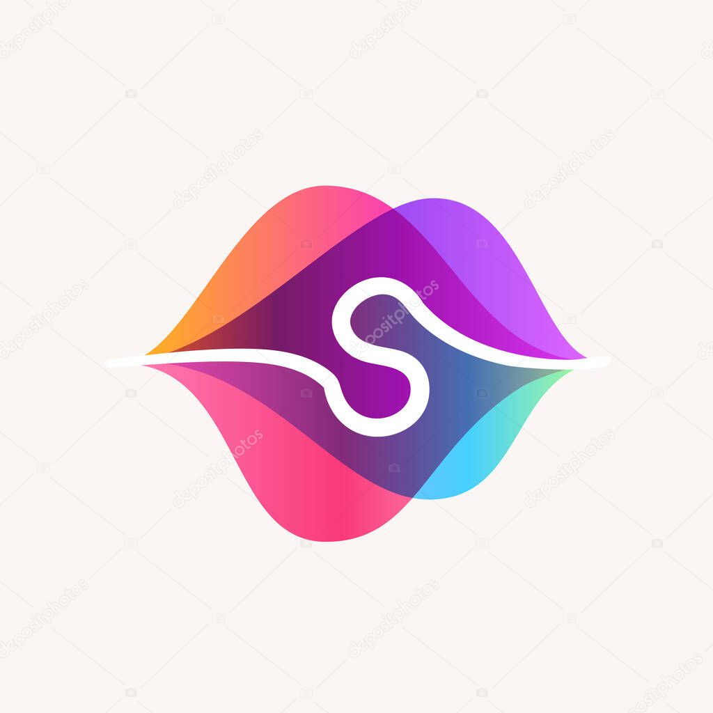 Letter S with transparency sound waves logo design concept. Vector icon perfect to use in any audio electronic labels, music posters, dj identity, etc.