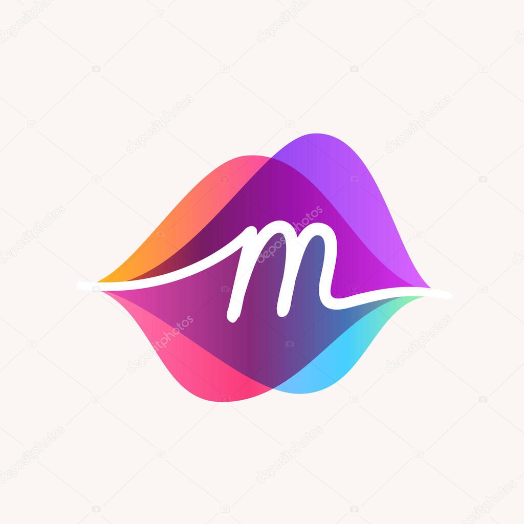 Letter M with transparency sound waves logo design concept. Vector icon perfect to use in any audio electronic labels, music posters, dj identity, etc.
