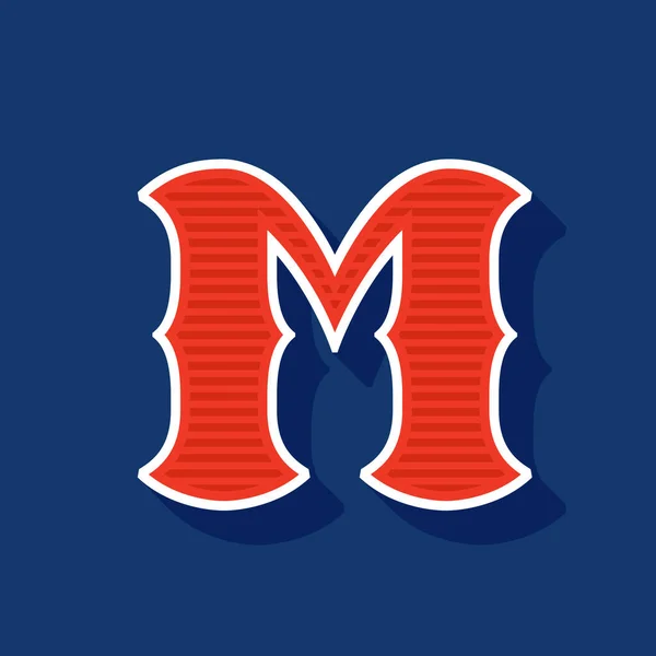 经典风格的M字母运动标志 复古字体完美适用于任何球队标签 棒球标志 大学海报 道具身份等 — 图库矢量图片
