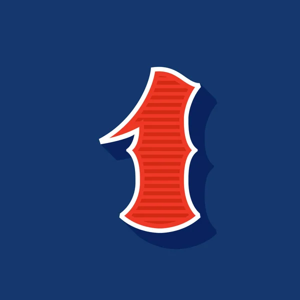 クラシックスタイルのナンバー1スポーツロゴ レトロフォントは あらゆるチームラベル 野球ロゴ 大学のポスター タックルアイデンティティなどで使用するのに最適なフォント — ストックベクタ