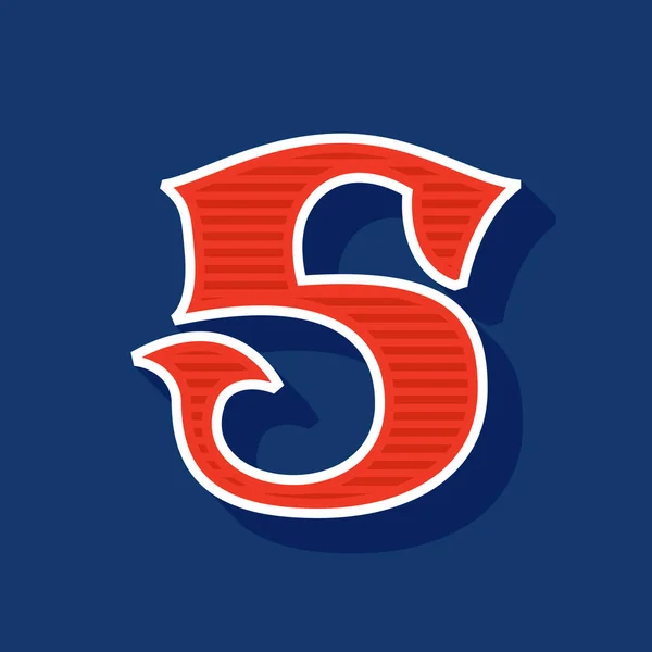Klassieke Stijl Nummer Vijf Sport Logo Retro Lettertype Perfect Gebruiken — Stockvector