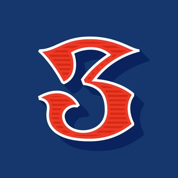 Κλασικό Στυλ Νούμερο Τρία Λογότυπο Sport Ρετρό Γραμματοσειρά Ιδανικό Για — Διανυσματικό Αρχείο