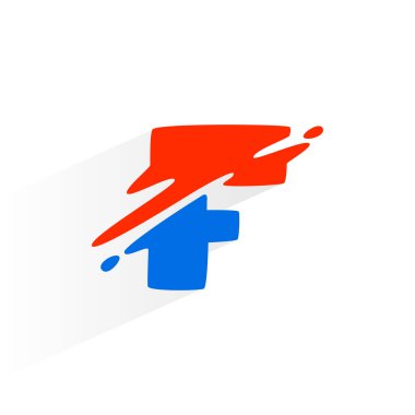 F harfi hızlı amblem. Teknoloji etiketleri, oyun başlıkları, spor posterleri vs. için vektör iki dalga yazı tipi.