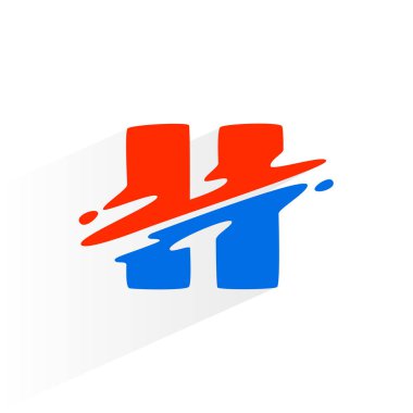 H harfi hızlı amblem. Teknoloji etiketleri, oyun başlıkları, spor posterleri vs. için vektör iki dalga yazı tipi.