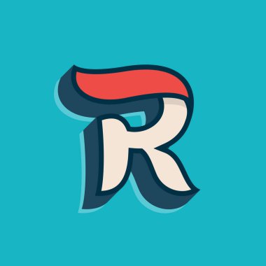 Klasik spor tarzında R harfi logosu. Bu yazı tipi spor giyim reklamı, şampiyon sanatı, üniversite takımı kimliği vs. için mükemmel..