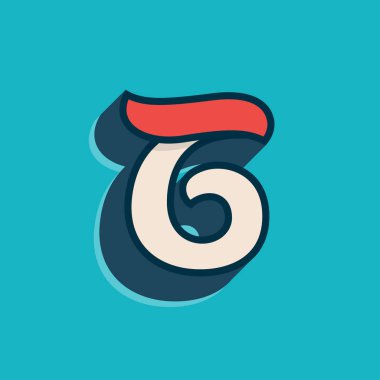 Klasik spor tarzında 6 numaralı logo. Bu yazı tipi spor giyim reklamı, şampiyon sanatı, üniversite takımı kimliği vs. için mükemmel..