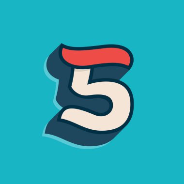 Klasik spor tarzında beş numaralı logo. Bu yazı tipi spor giyim reklamı, şampiyon sanatı, üniversite takımı kimliği vs. için mükemmel..