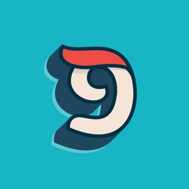 Klasik spor tarzında dokuz numaralı logo. Bu yazı tipi spor giyim reklamı, şampiyon sanatı, üniversite takımı kimliği vs. için mükemmel..