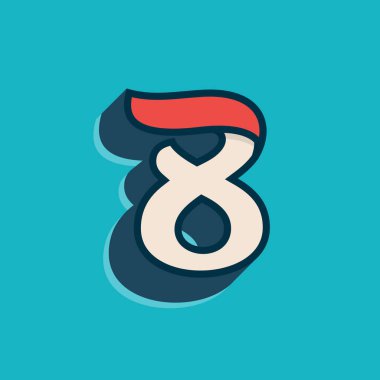 Klasik spor tarzında sekiz numaralı logo. Bu yazı tipi spor giyim reklamı, şampiyon sanatı, üniversite takımı kimliği vs. için mükemmel..