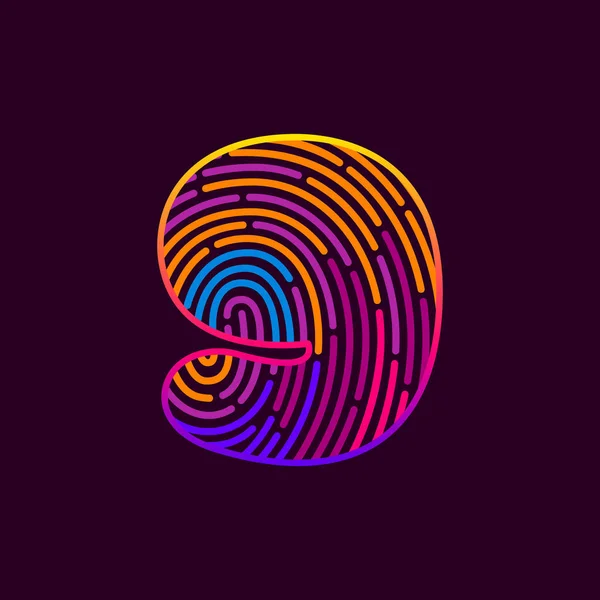 Dokuz Numaralı Parmak Izi Renkli Logo Kumarhane Etiketleri Gece Hayatı — Stok Vektör