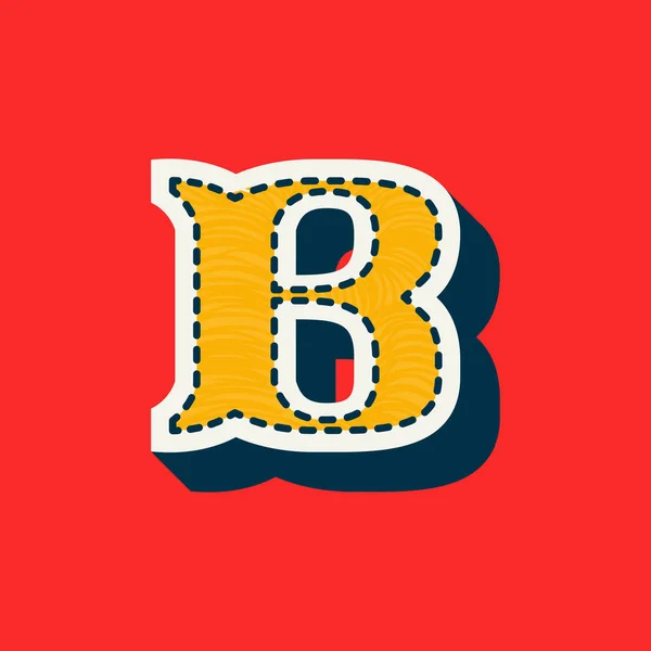 B文字スポーツチームのロゴは タックルツイルスタイルで 大学の制服 野球チャンピオンのポスターやヴィンテージバスケットボールのアイデンティティのための刺繍セリフフォント — ストックベクタ