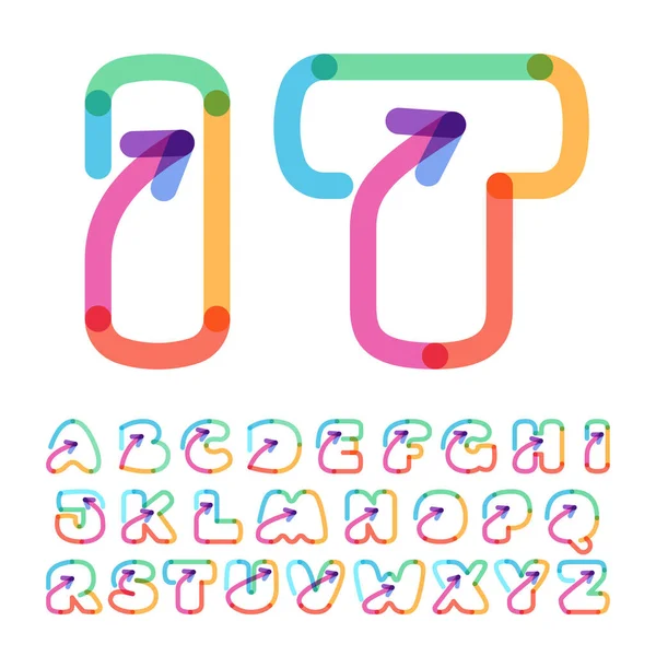 Line Alphabet Made Rainbow Arrow Font Perfect Multimedia Company Advertising — Stock Vector
