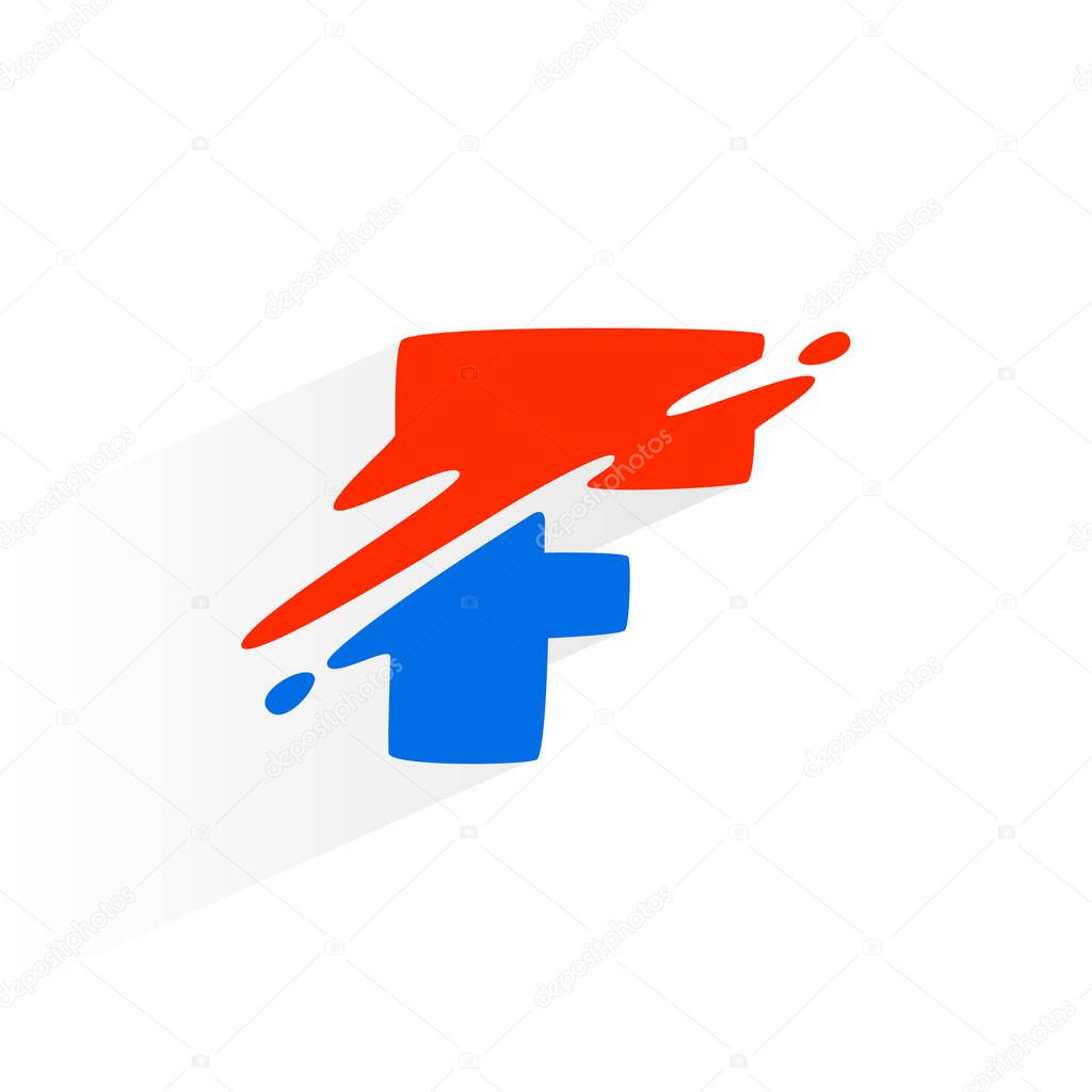 Letter F fast speed logo. Vector two part wave font for technology labels, game headlines, sport posters, etc.