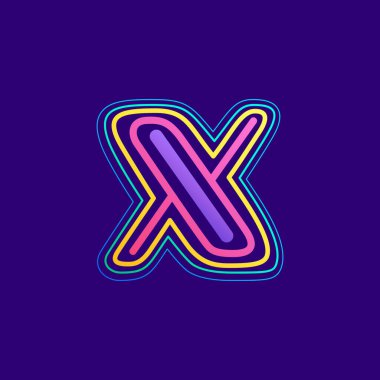 Renkli X harfi logosu. Bu felçten yapılmış simge gece hayatı reklamları, kartografi sanatı, modem kimliği vs. için kullanılabilir.