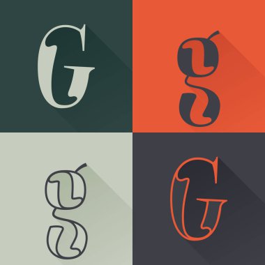 Klasik G harfi logosu Rönesans tarzında ayarlanmış. Dört biçimli yoğunlaştırılmış serif yazı tipi. Moda etiketlerinde, göz kamaştırıcı posterlerde, lüks kimliklerde vs. kullanmak için mükemmel..