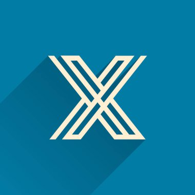 Üç paralel çizgiden oluşan Maze X harfi logosu. Düz vektör tasarımı yapboz reklamları, sağ seçim posteri, teknik kimlik vs. için kullanılabilir.