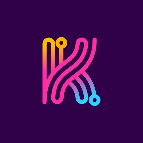 Разноцветный Логотип Буквы Электрической Проволоки Круглый Полосатый Значок Использован Технологической — стоковый вектор