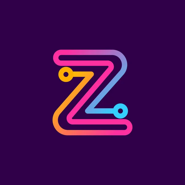 電気線で作られた多色Z文字のロゴ この丸みを帯びた縞模様のアイコンは 技術広告 はんだポスター エネルギー会社のアイデンティティなどに使用できます — ストックベクタ