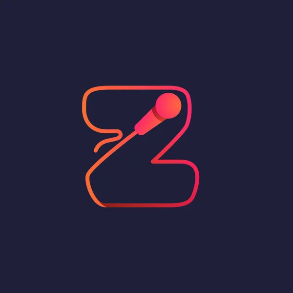 マイクケーブル製Z文字ロゴ このアイコンは 音楽会社の広告 ネオンサイン カラオケIdなどに使用できます — ストックベクタ