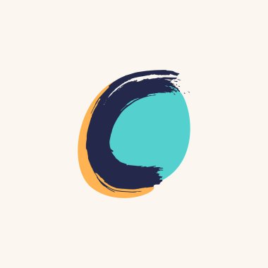 Çocuk stili C harfi logosu, kuru fırça ve suluboya lekeleriyle el yazısıyla yazılmış. Çizgi film reklamları, festal poster, şirin kimlik vs. için mükemmel..