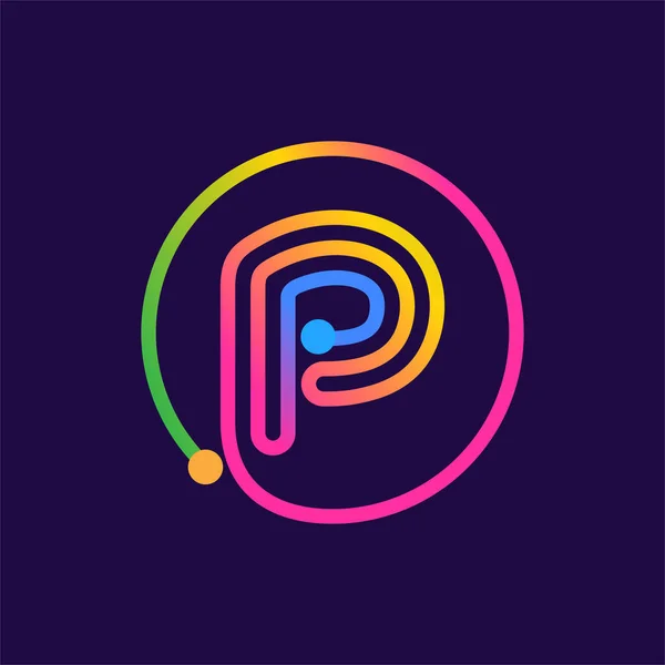 Písmeno Logo Kruhového Obvodu Multicolor Gradient Vektor Design Lze Použít — Stockový vektor