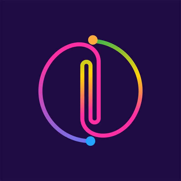 Letter Logo Made Circle Shape Circuit Multicolor Gradient Vector Design — Stock Vector