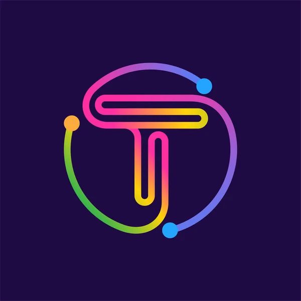 Letter Logo Gemaakt Van Cirkel Vorm Circuit Multicolor Gradiënt Ontwerp — Stockvector