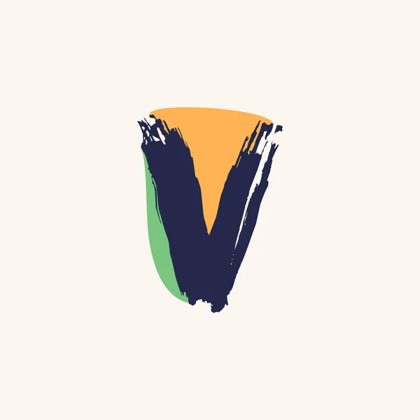 Logo Kid Style Lettera Scritto Mano Con Pennello Secco Macchie — Vettoriale Stock