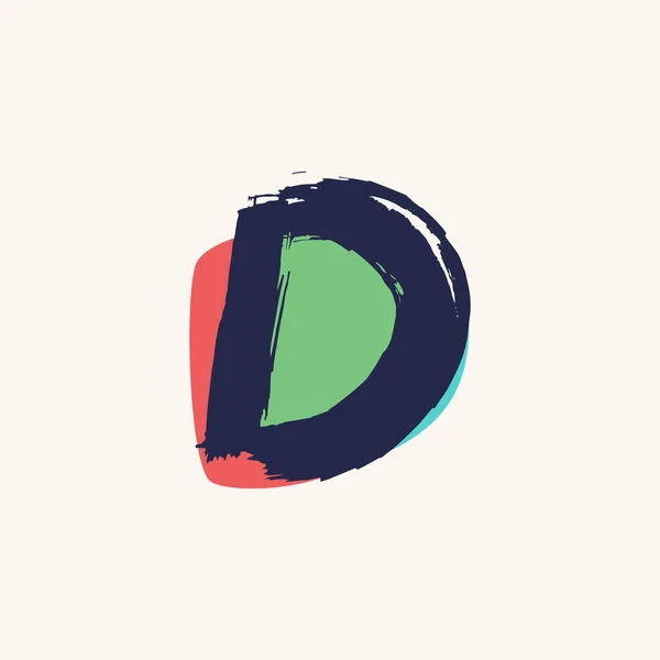 Logo Lettre Style Enfant Écrit Main Avec Pinceau Sec Taches — Image vectorielle