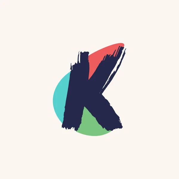 Kid Style Letter Logo Handwritten Dry Brush Watercolor Spots Perfect — Stock Vector