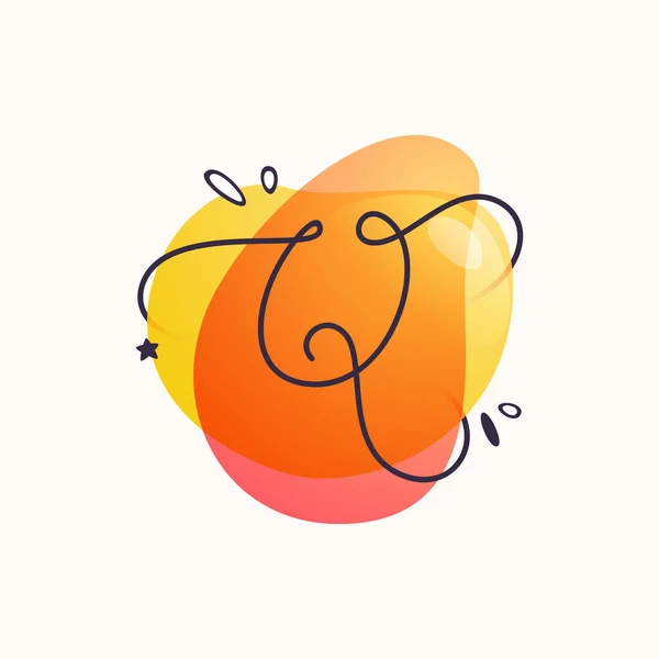 Логотип Буквы Цветном Жидком Акварельном Фоне Шрифт Перекрывающимся Стилем Использован — стоковый вектор