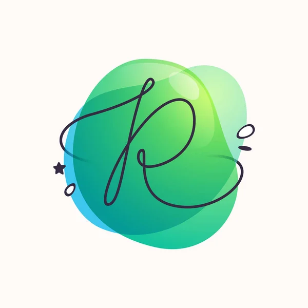 Bokstaven Logotyp Färgglada Vätska Akvarell Abstrakt Form Bakgrund Gradient Överlappande — Stock vektor