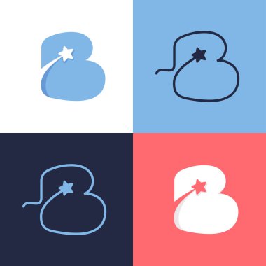 B harfi logosu kuyruklu yıldız kuyruğu ve negatif uzay yıldızı simgesinden oluşur. Enerji şirketi reklamcılığı, prim işareti, başarı kimliği vs. için mükemmel..