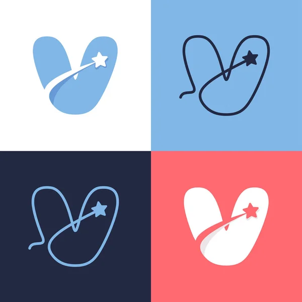 Ensemble Logo Lettre Composé Une Queue Comète Une Icône Étoile — Image vectorielle