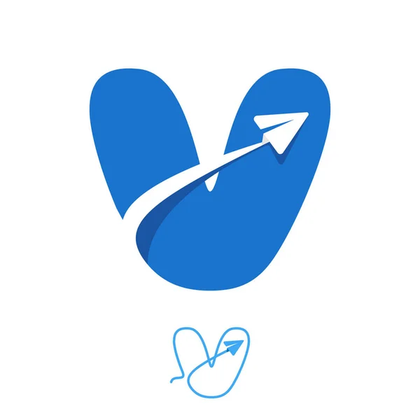 Letter Logo Set Consisting Line Negative Space Paper Plane Icons — Stock Vector