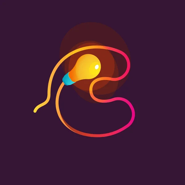 Logo Lettre Ampoule Câble Alimentation Conçu Pour Publicité Électrique Affiche — Image vectorielle