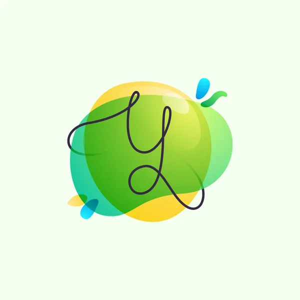 Логотип Літери Розміщений Зелених Аквареллю Тип Сплескків Перекриваються Може Бути — стоковий вектор